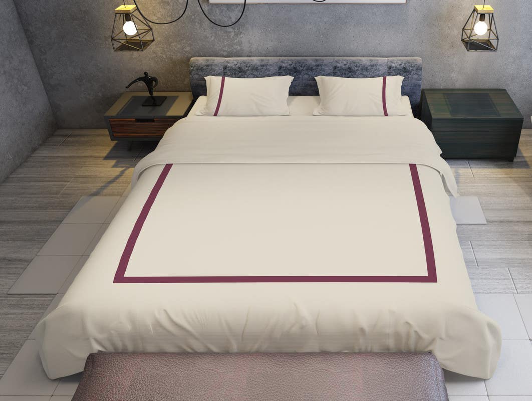 Bed in Home Cotton Quilt Bag Set, 220×240 cm - Off White Burgundy