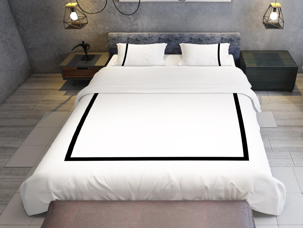 Bed N Home Cotton Duvet Cover Set, 220×180 cm - White Black