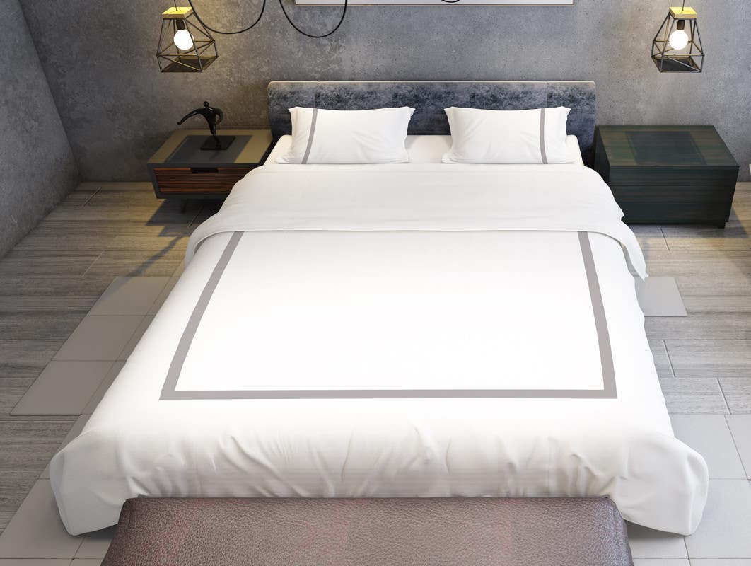 Bed N Home Cotton Duvet Cover Set, 220×180 cm - White Grey