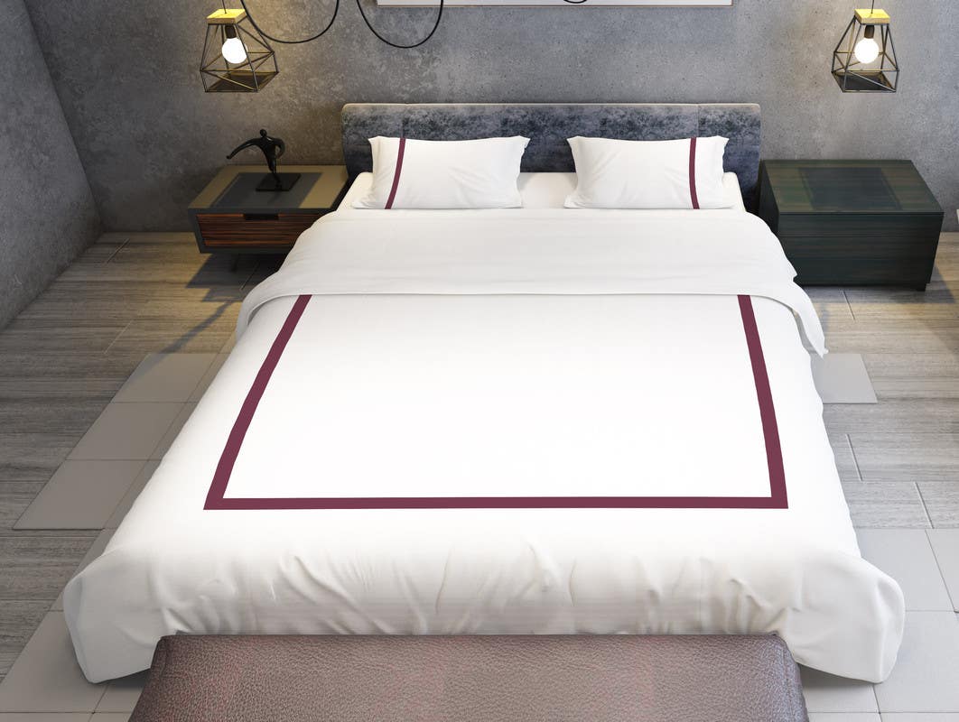 Bed in Home Cotton Quilt Bag Set, 220x180 cm - Burgundy White