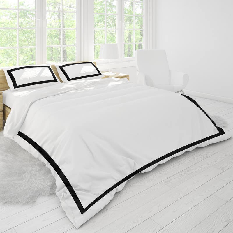 Bed N Home Cotton Duvet Cover Set, 220×180 cm - White Black