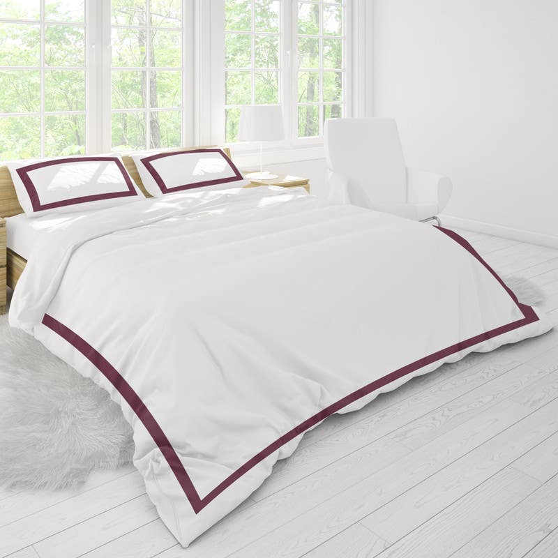 Bed in Home Cotton Quilt Bag Set, 220x180 cm - Burgundy White