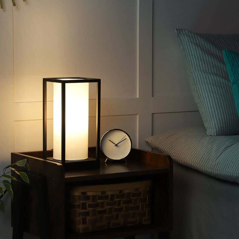 Wood And Glass Lamp, 26×17 cm - Black White