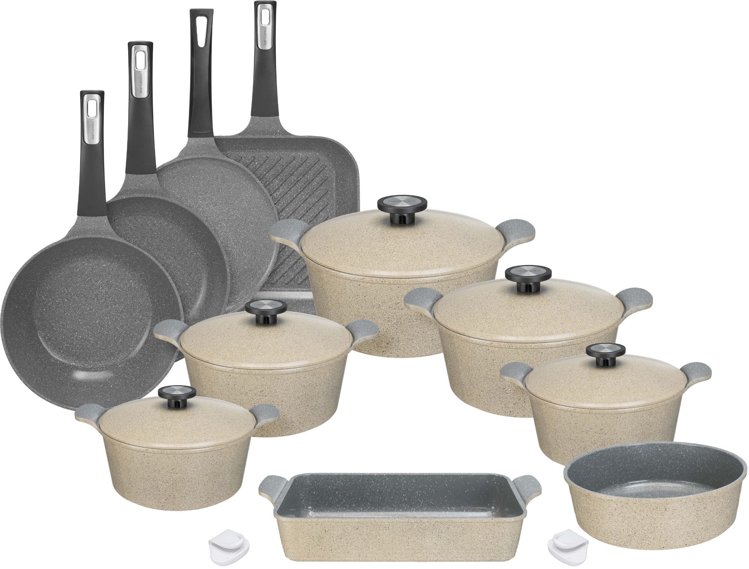 Neoflam Kory Granite Pots Set, 16 Pieces - Beige