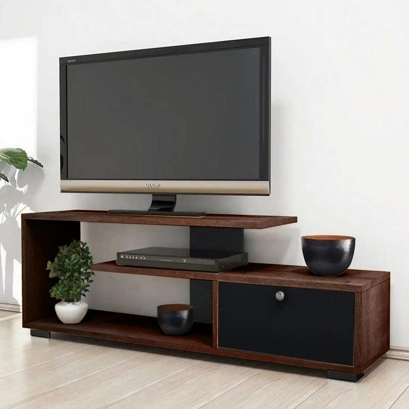 TV Table MDF Wood, 120×40×30 cm - Black Brown