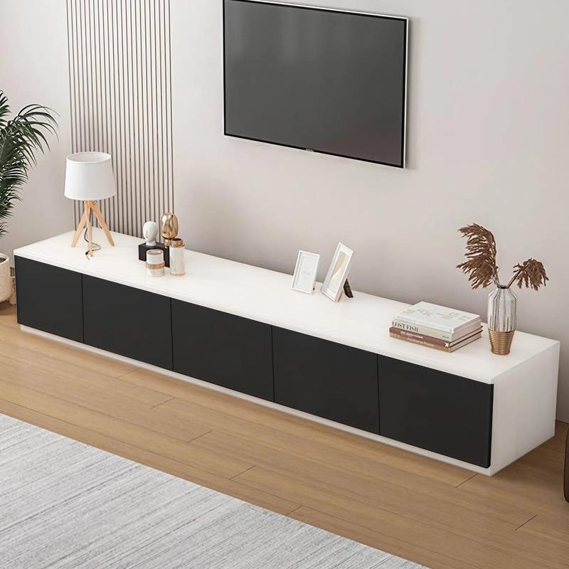 TV Table MDF Wood, 180×40×30 cm - White Black