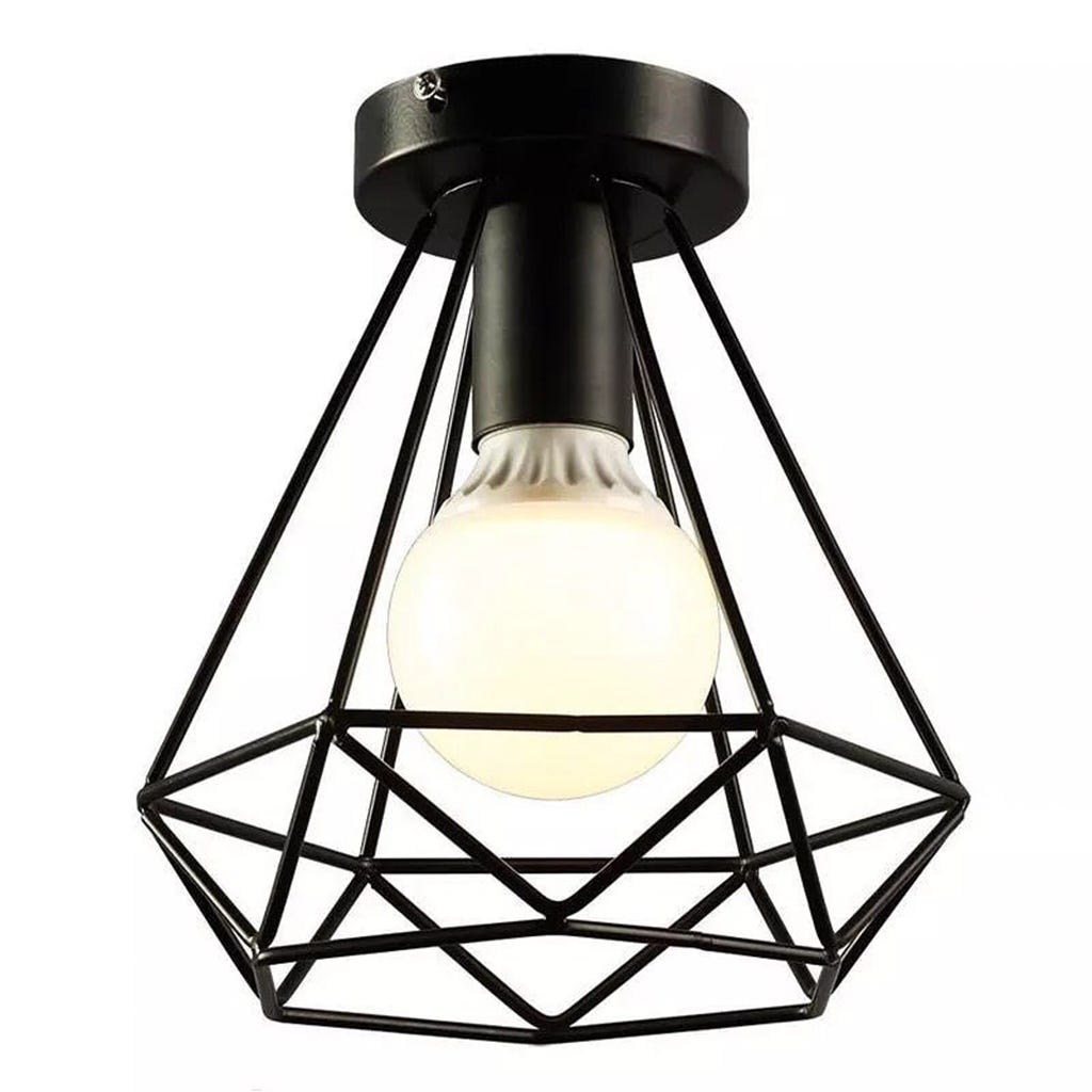 Metal Ceiling Pendant, Bulb,21×21 cm - Black