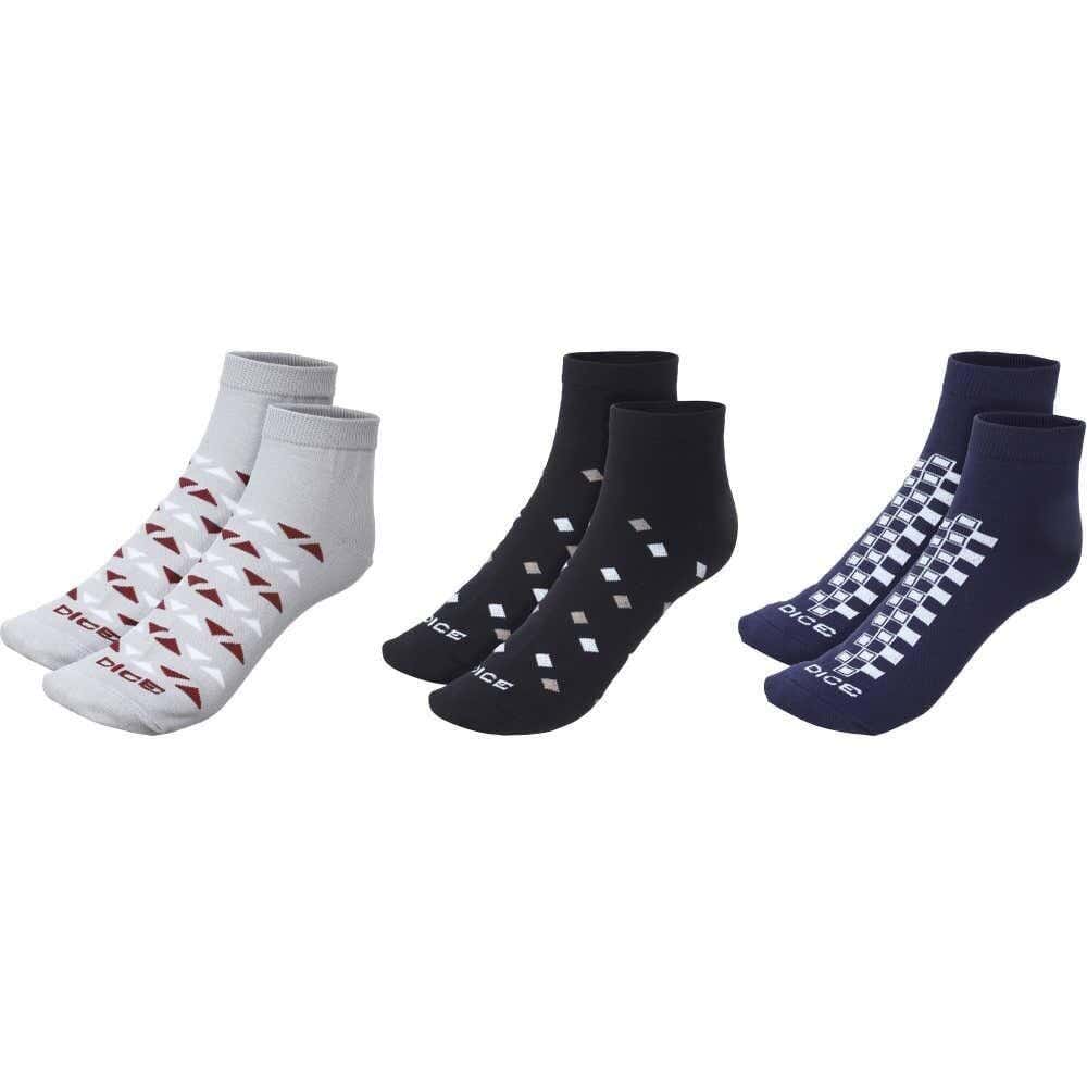 Dice Men's 3-Piece Cotton Sock Set, One Size - Multicolor