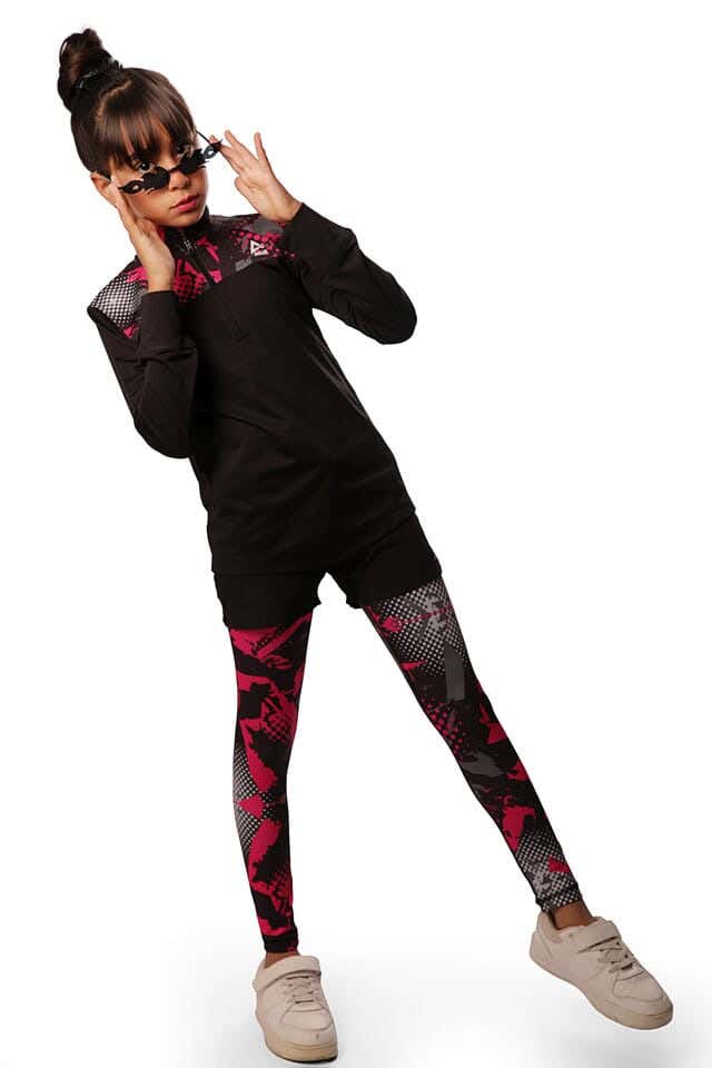 Anja Polyester Seamless Leggings, For Girls - Black