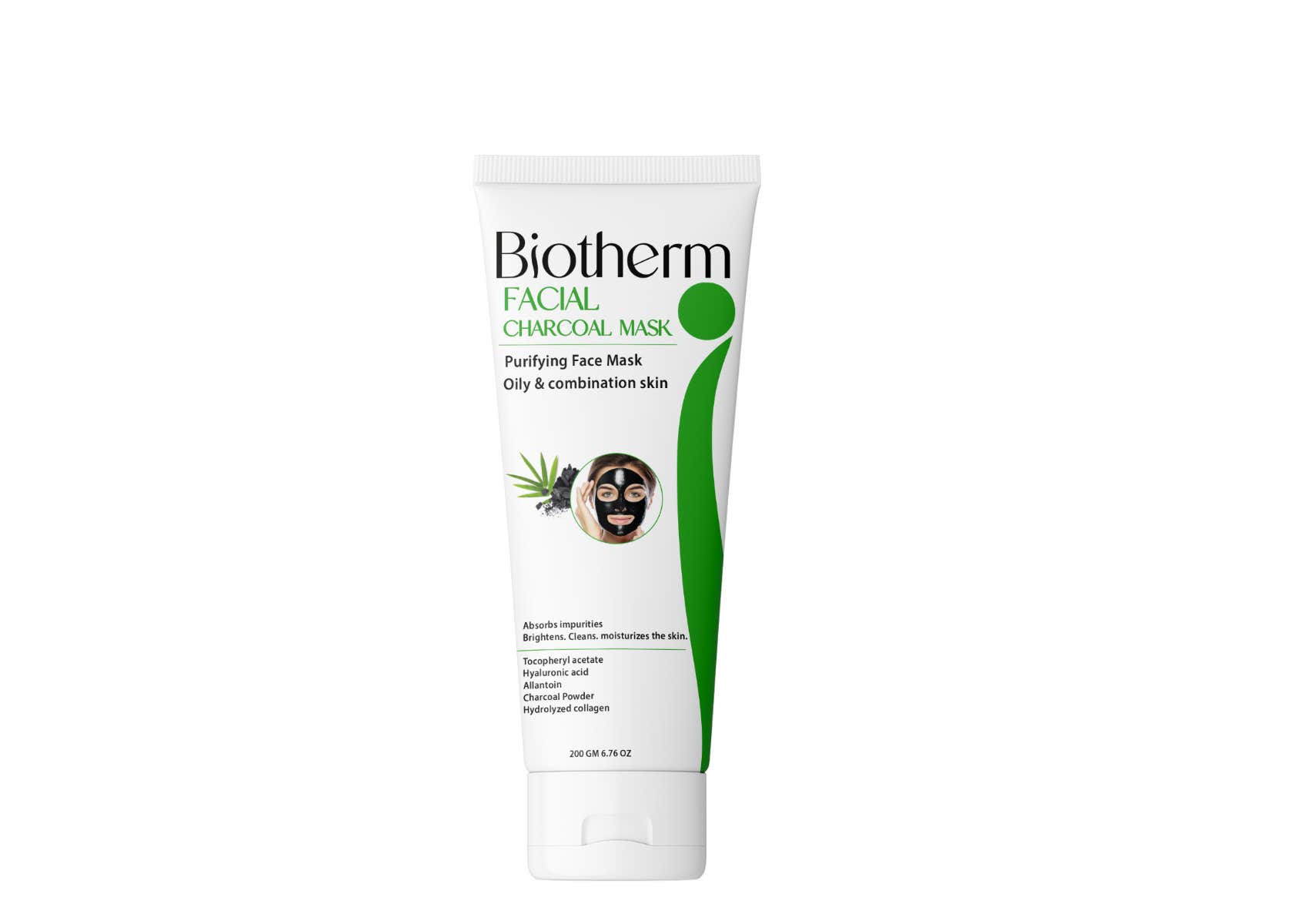 Biotherm Charcoal Face Mask for Deep Cleansing, 200 ml - Black