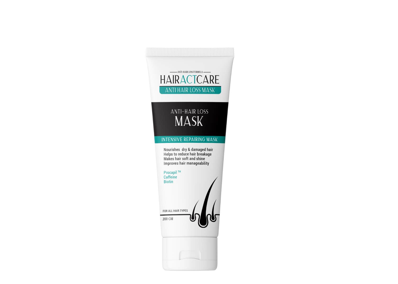 Hairact Mask for Dry and Split Hair, 200 ml - White