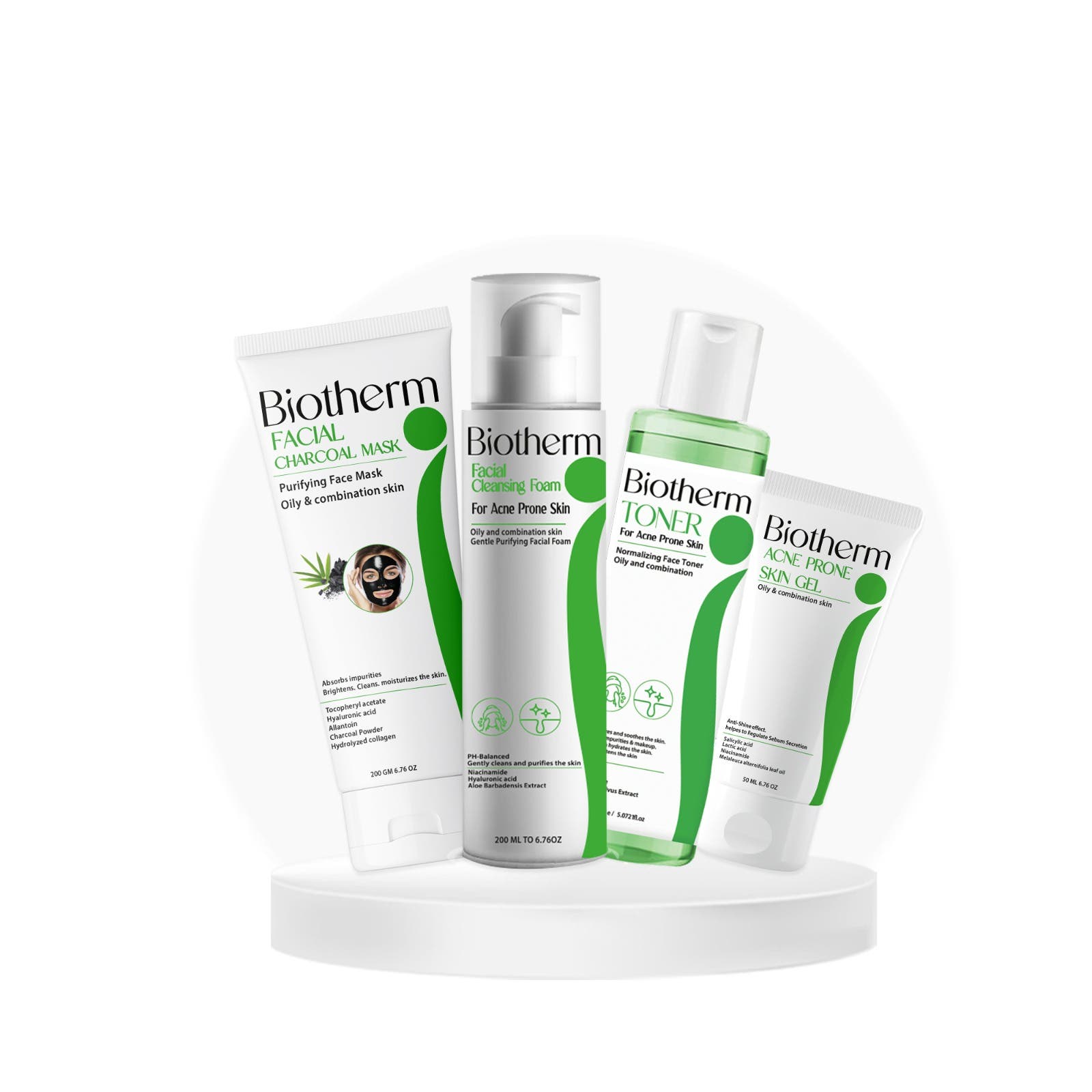 Biotherm Set for Oily Skin, Acne, and Pimples, 650 ml - White