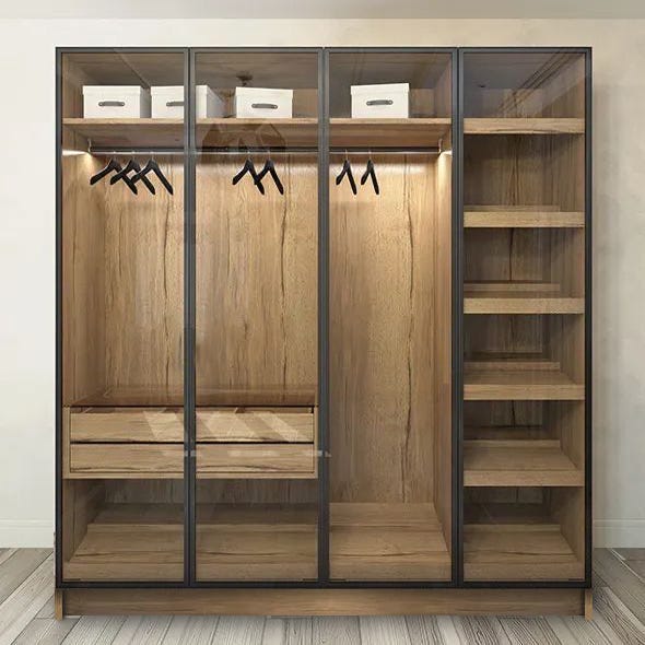 Get Chipboard Wood Wardrobe, 200×200×50 Cm -Beige with best offers ...
