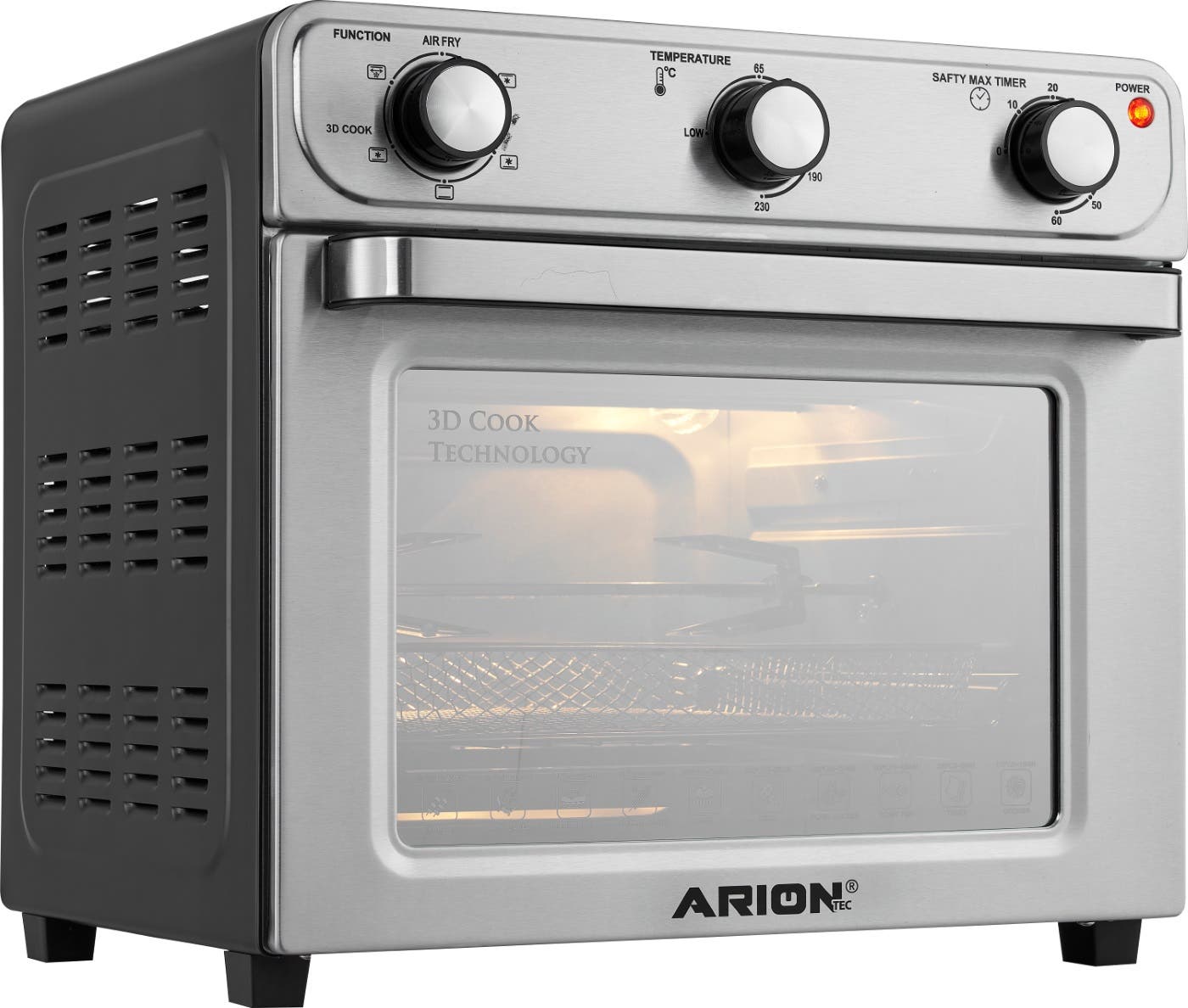 Arion AR-2800 AF Air Fryer And Oven, 1600 Watt, 28 Liter - Silver