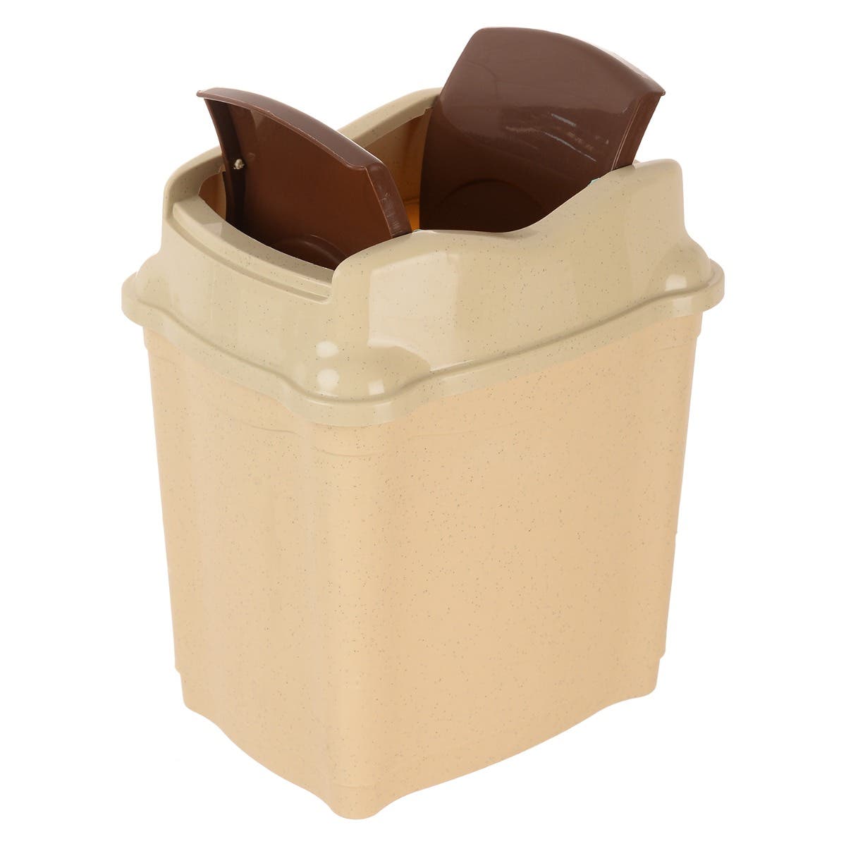Winner Plast Rectangular Trash Bin with Cover, 6 Liter - Beige Brown