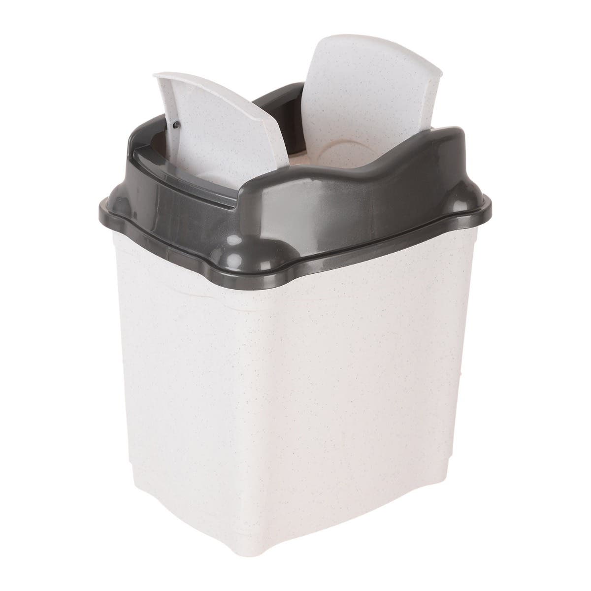 Winner Plast Rectangular Trash Bin with Cover, 6 Liter - White Grey