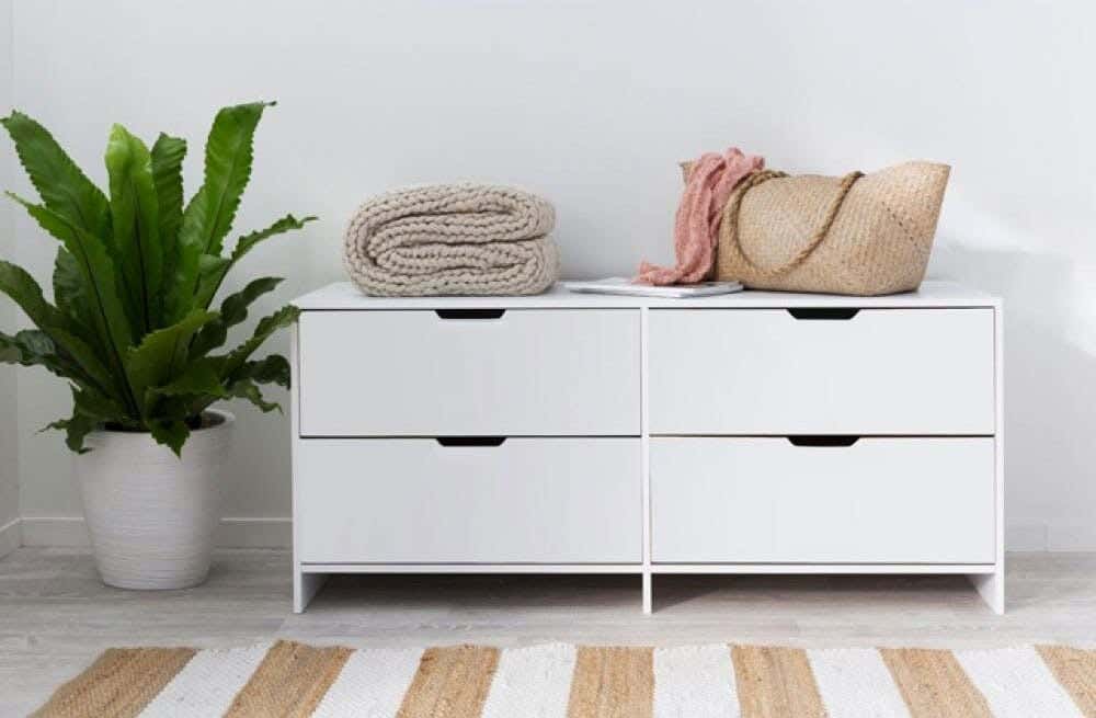 MDF Wooden Drawers Unit, 45×110×40 CM, 4 drawers - white