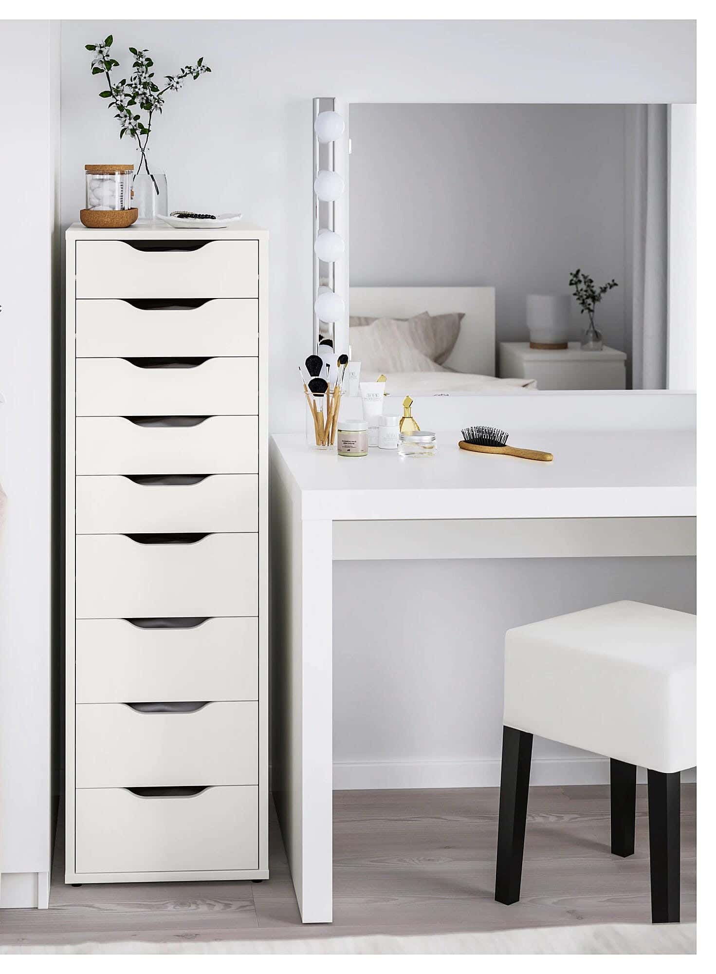 MDF Wooden Drawers Unit, 120×41×40 CM, 9 drawers - white