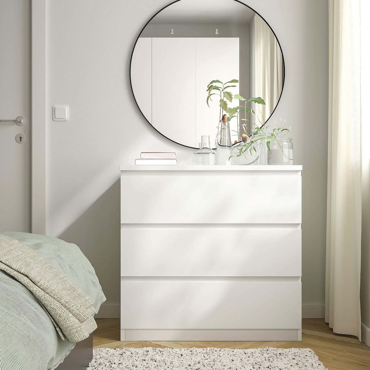 MDF Wooden Drawers Unit, 70×70×42 CM, 3 drawers - white