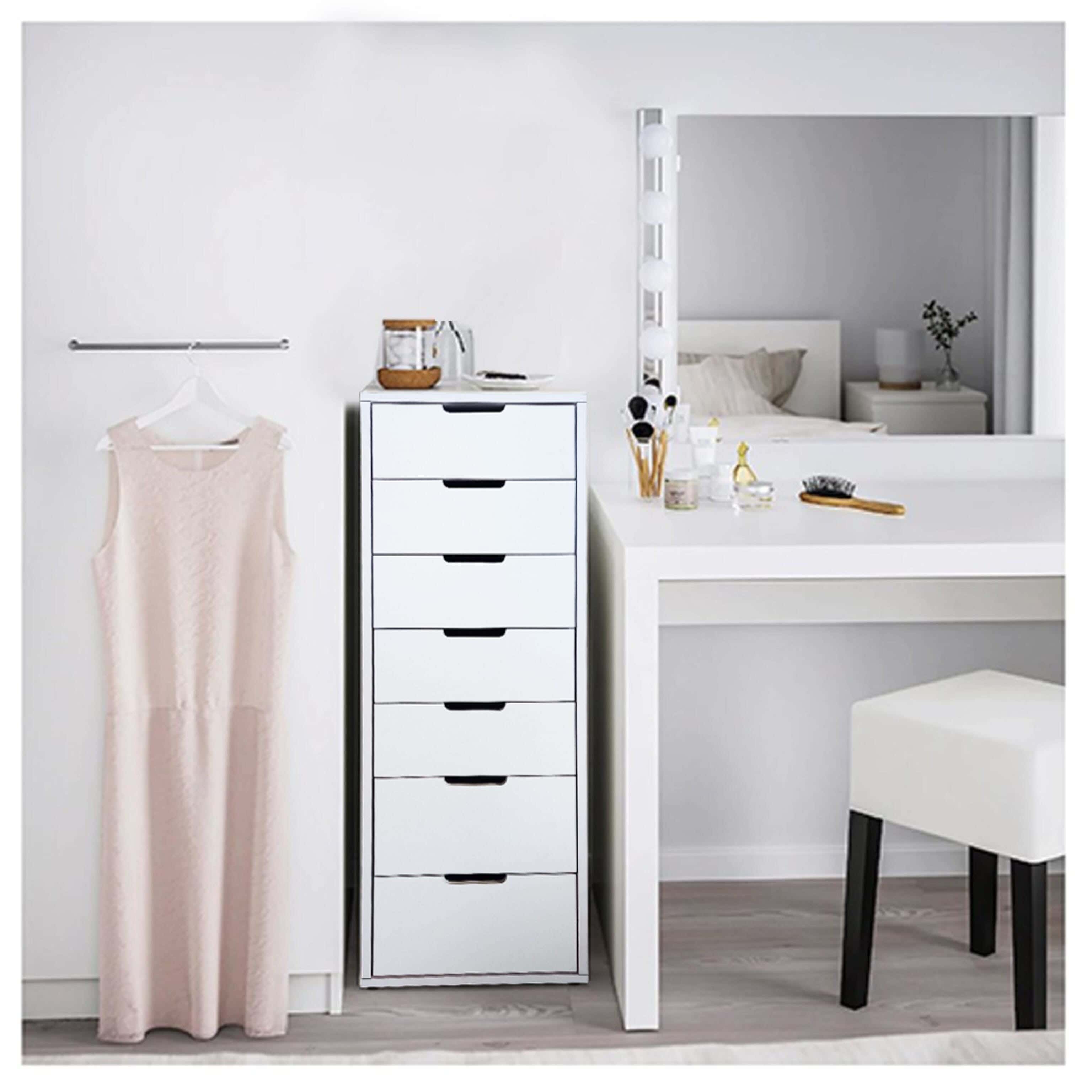 MDF Wooden Drawers Unit, 100×41×40 CM, 7 drawers - white