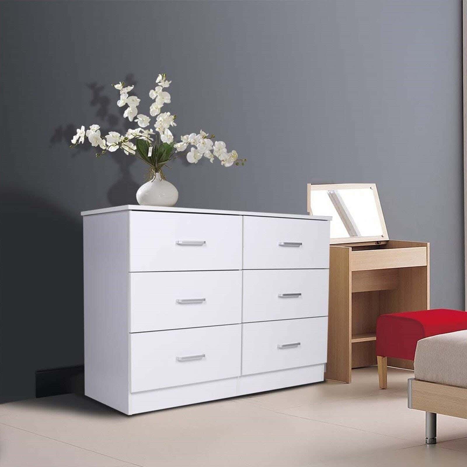 MDF Wooden Drawers Unit, 70×100×42 CM, 6 drawers - white