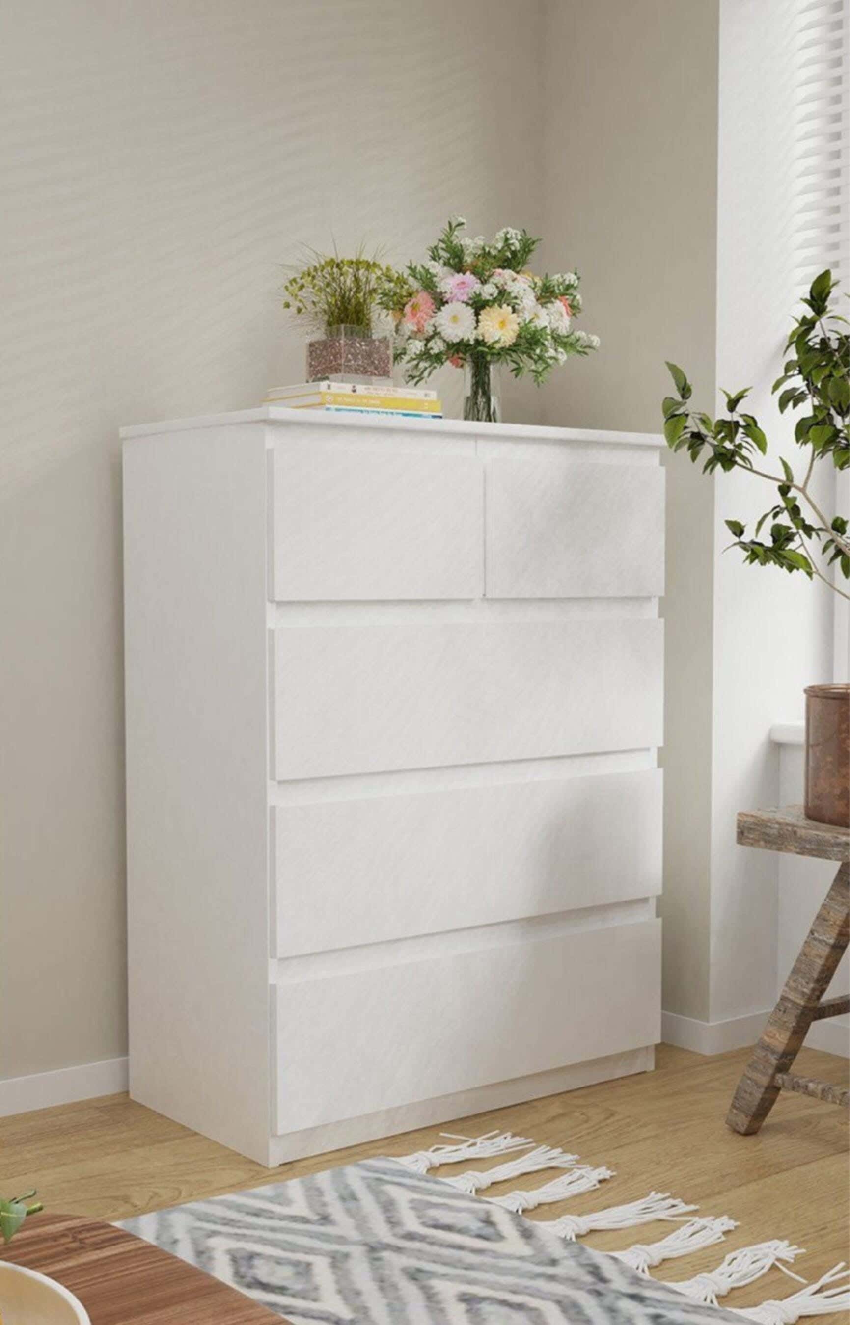 Modern Drawer Unit, 100x70x42 cm - White