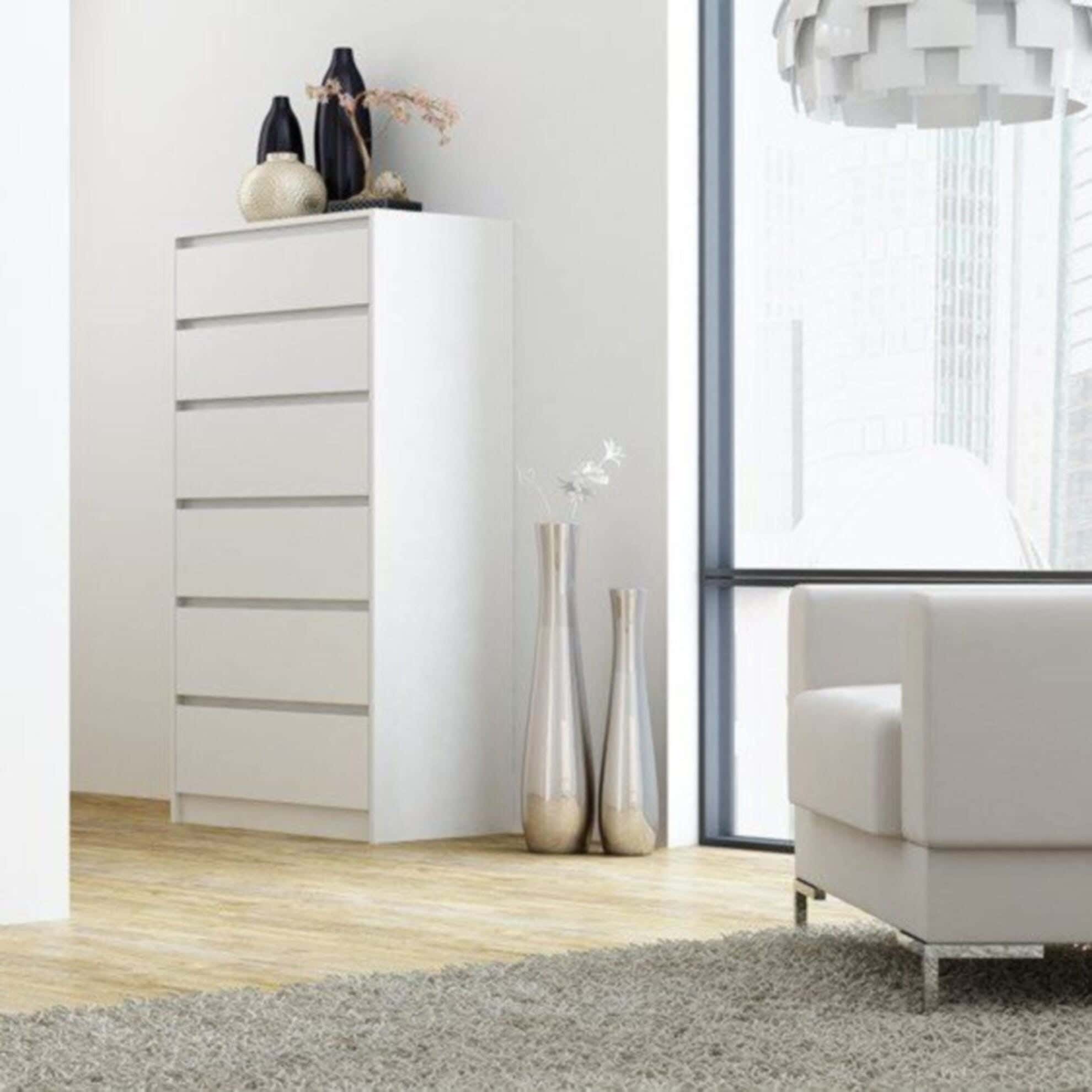 Modern Drawer Unit, 122x60x40 cm - White
