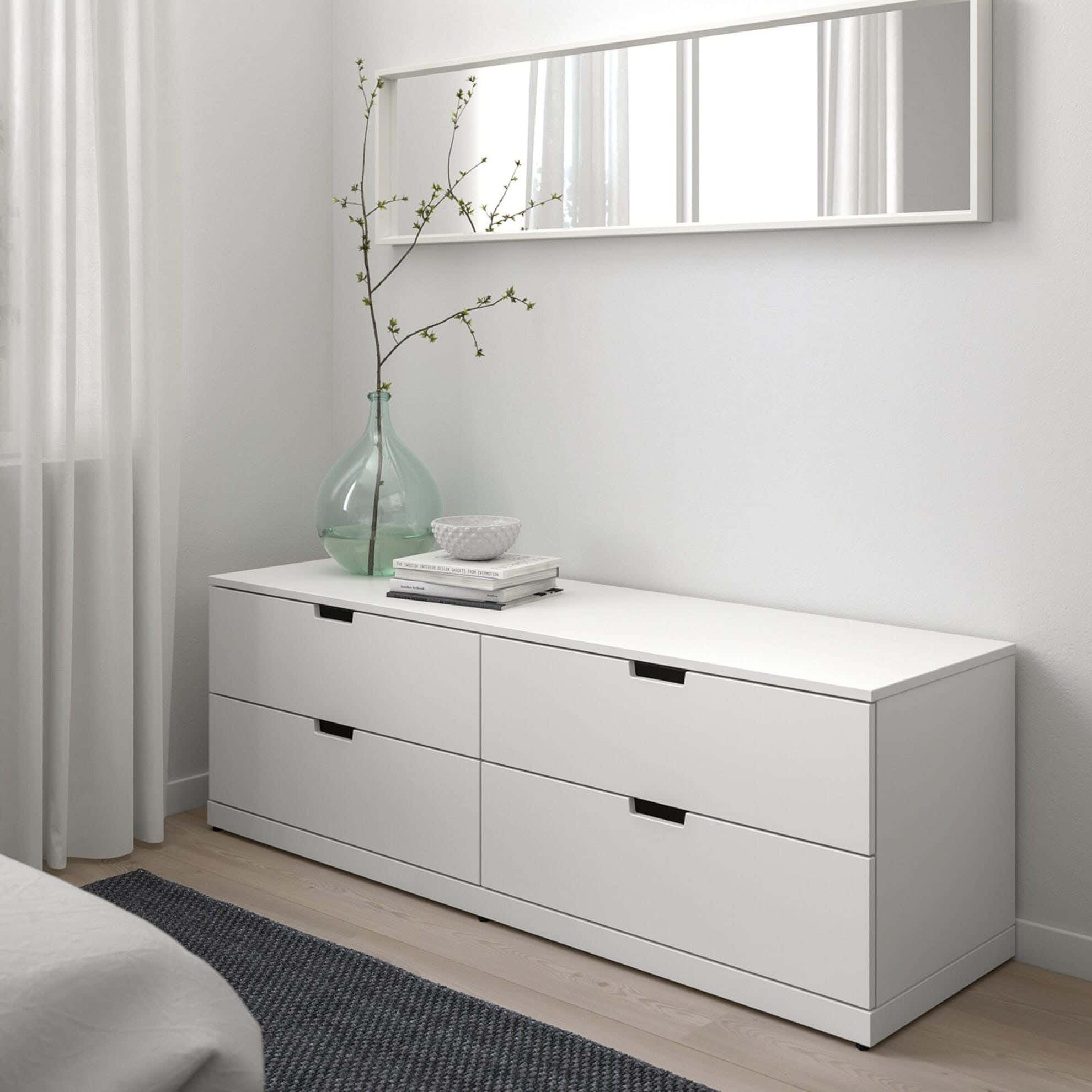 Modern Drawer Unit, 50x145x42 cm - White