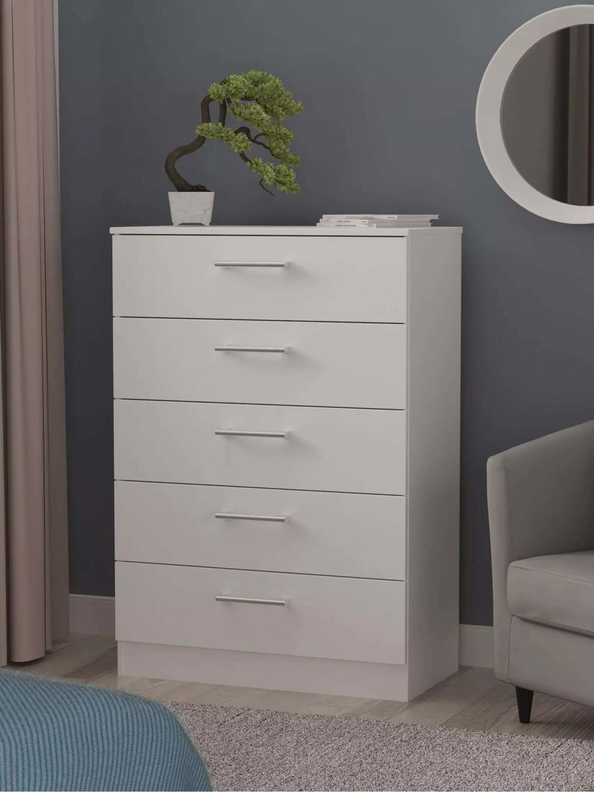 Modern Drawer Unit, 90x60x42 cm - White