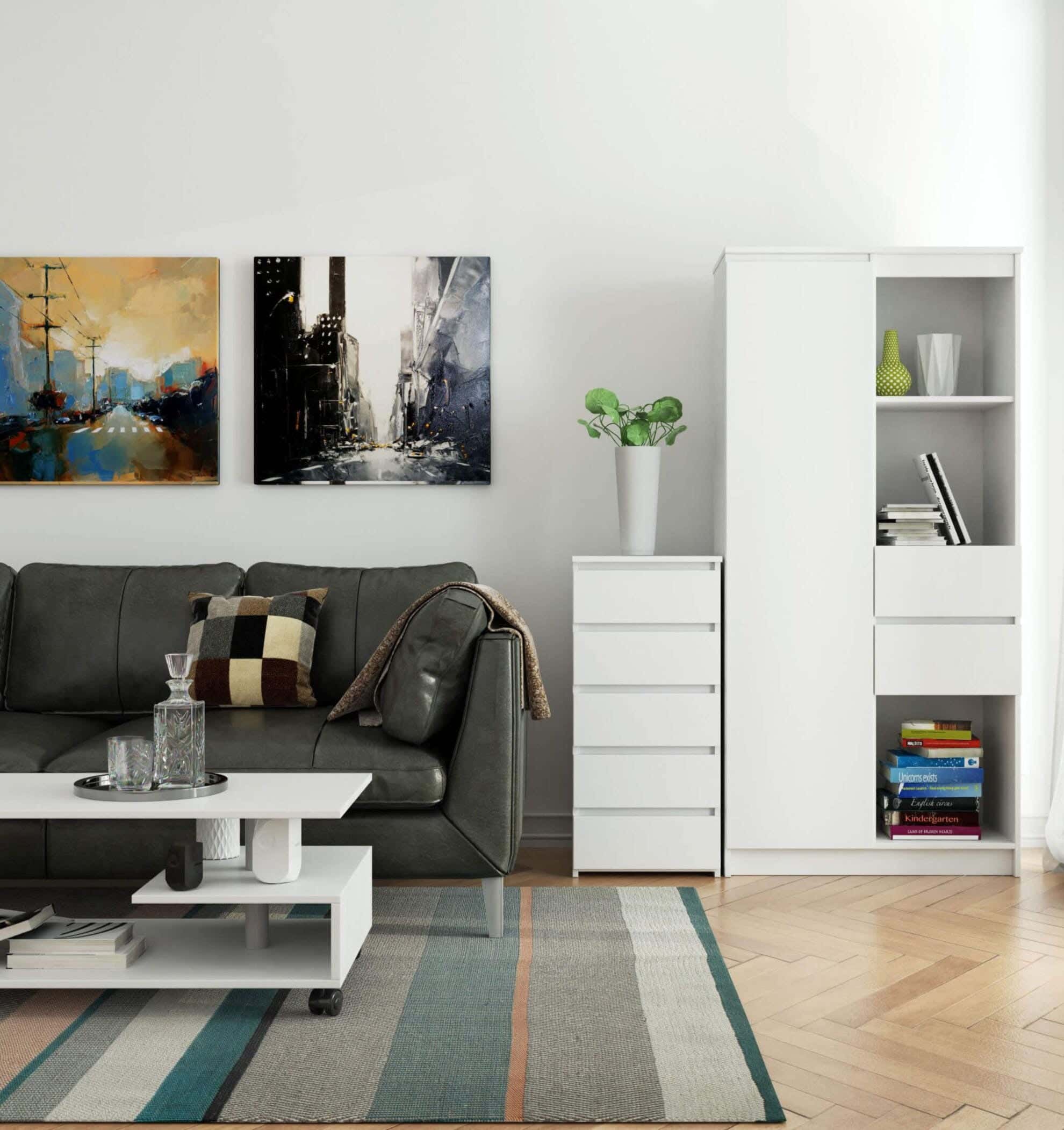Modern Drawer Unit, 85x40x36 cm - White