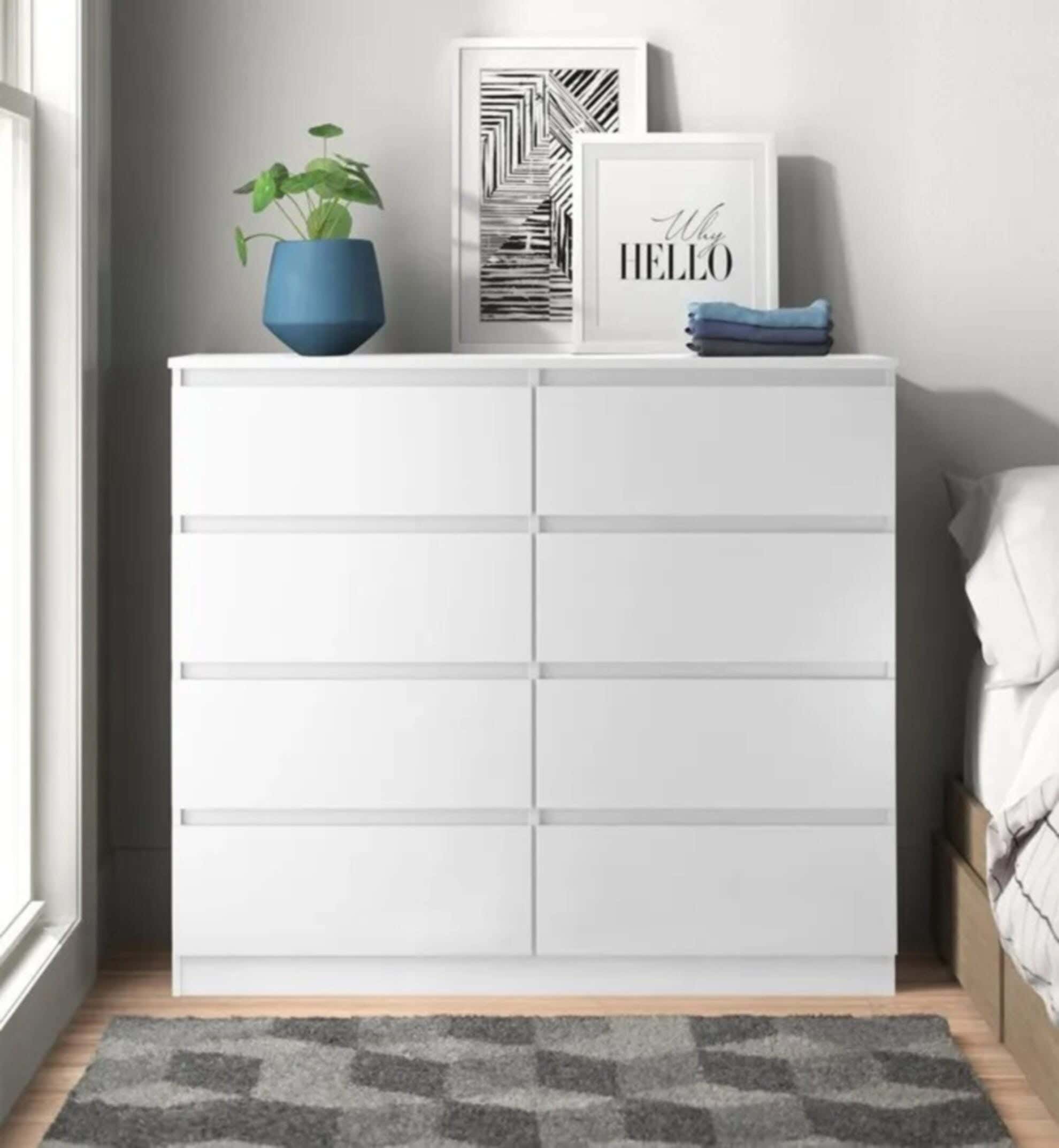 Modern Drawer Unit, 90x98x42 cm - White