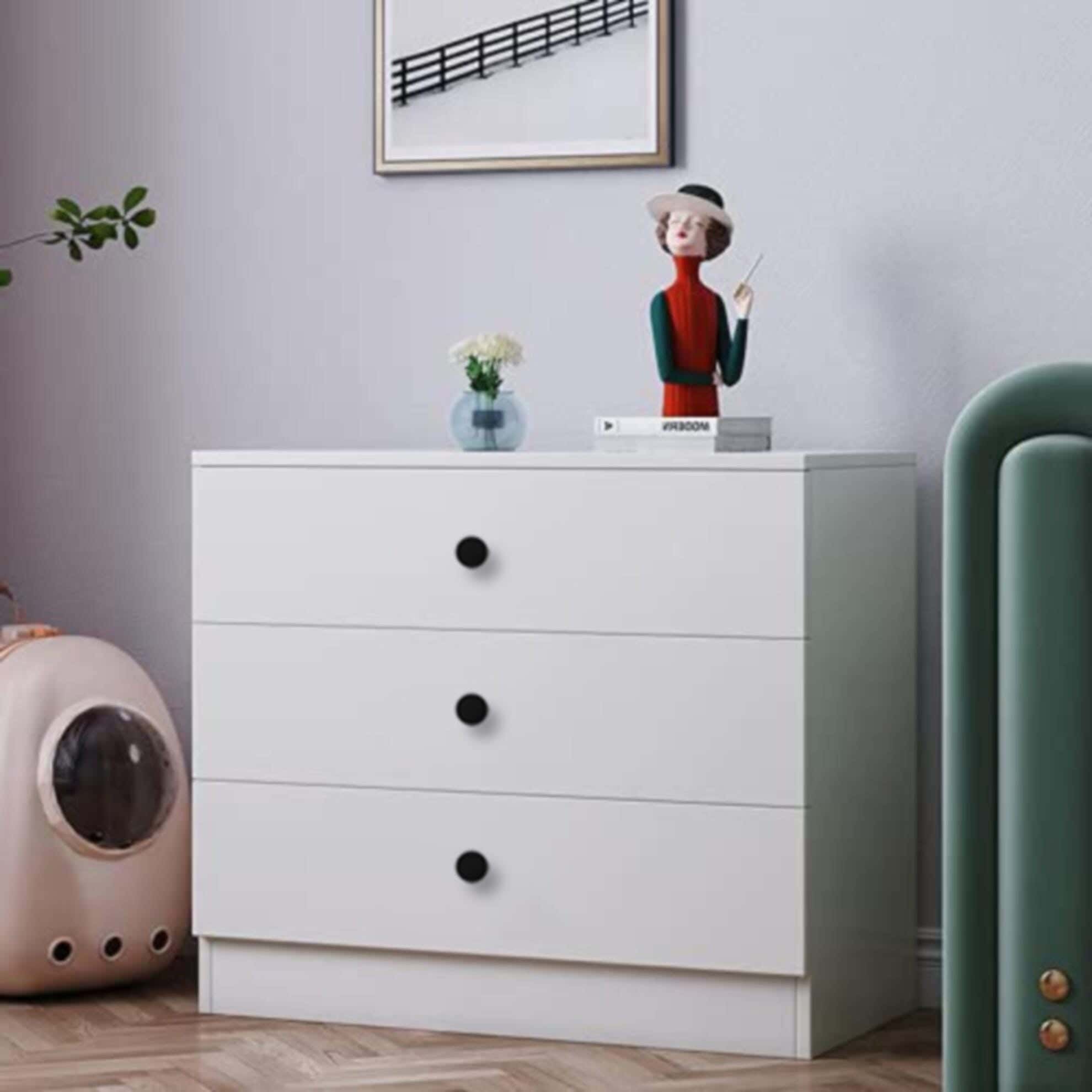 Modern Drawer Unit, 65x70x42 cm - White