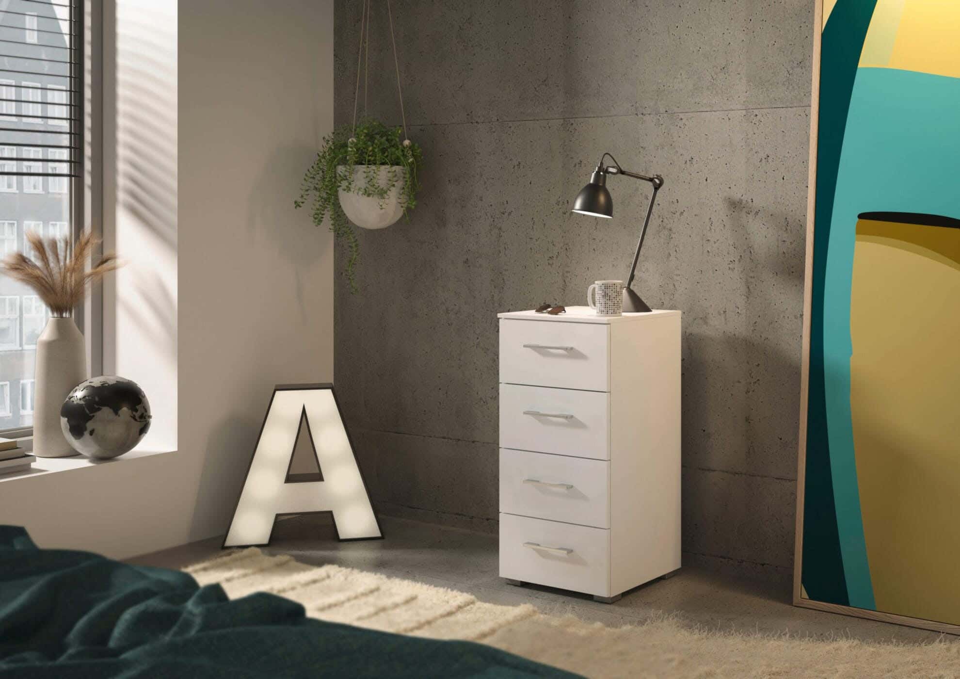 Modern Drawer Unit, 85x40x36 cm - White