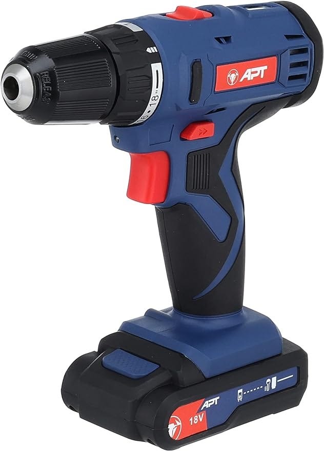 APT-PT DW15515 Cordless Drill, 2 Lithium Ion Battery, 18V, 36 N.m - Blue Black