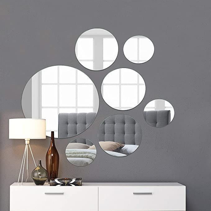 Lion Hose Round Modern Decorative Mirror Set, Multi-Size, 7 Pieces - Frameless