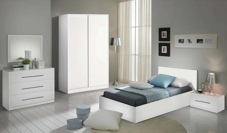 Melamine MDF Master Bedroom Set, 4 Pieces - White