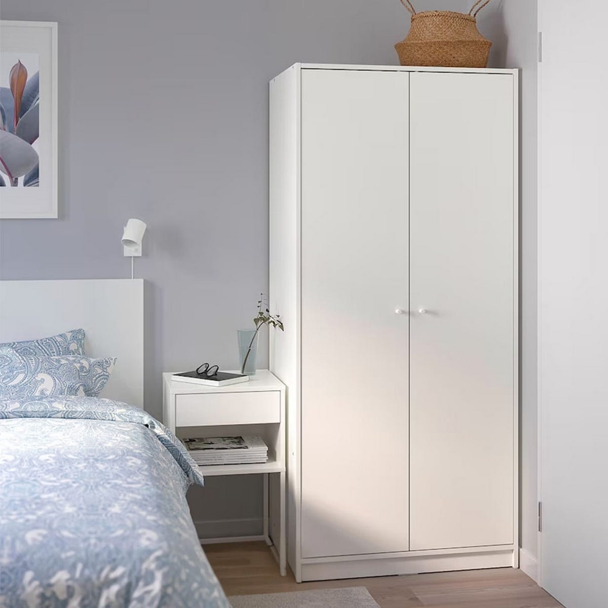 Chipboard Wood Wardrobe, 176×80×40 cm - White