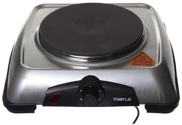 Castle EC1020 Hot Plate Electric Burner, 1000 Watt - Silver