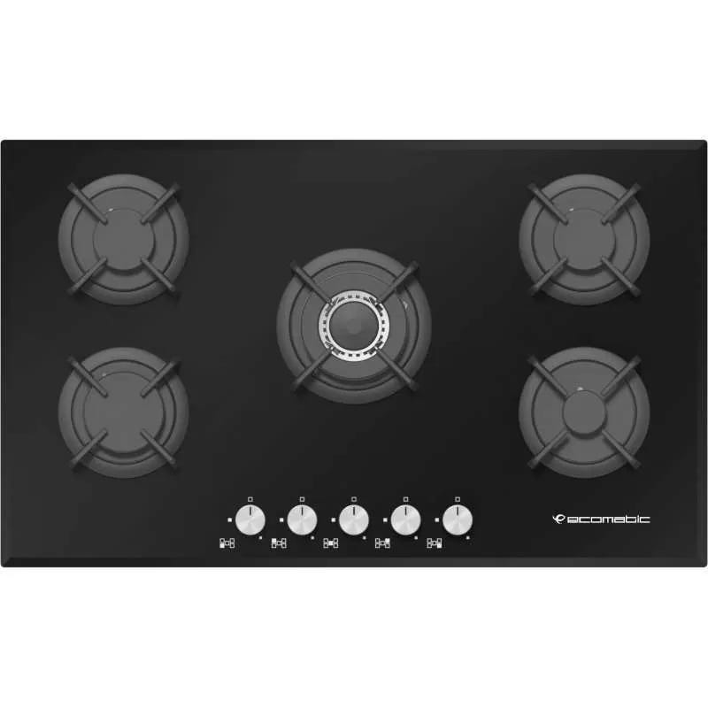 Ecomatic S907Rc Built-In Gas Cooker, 5 Burners, 90 Cm - Black