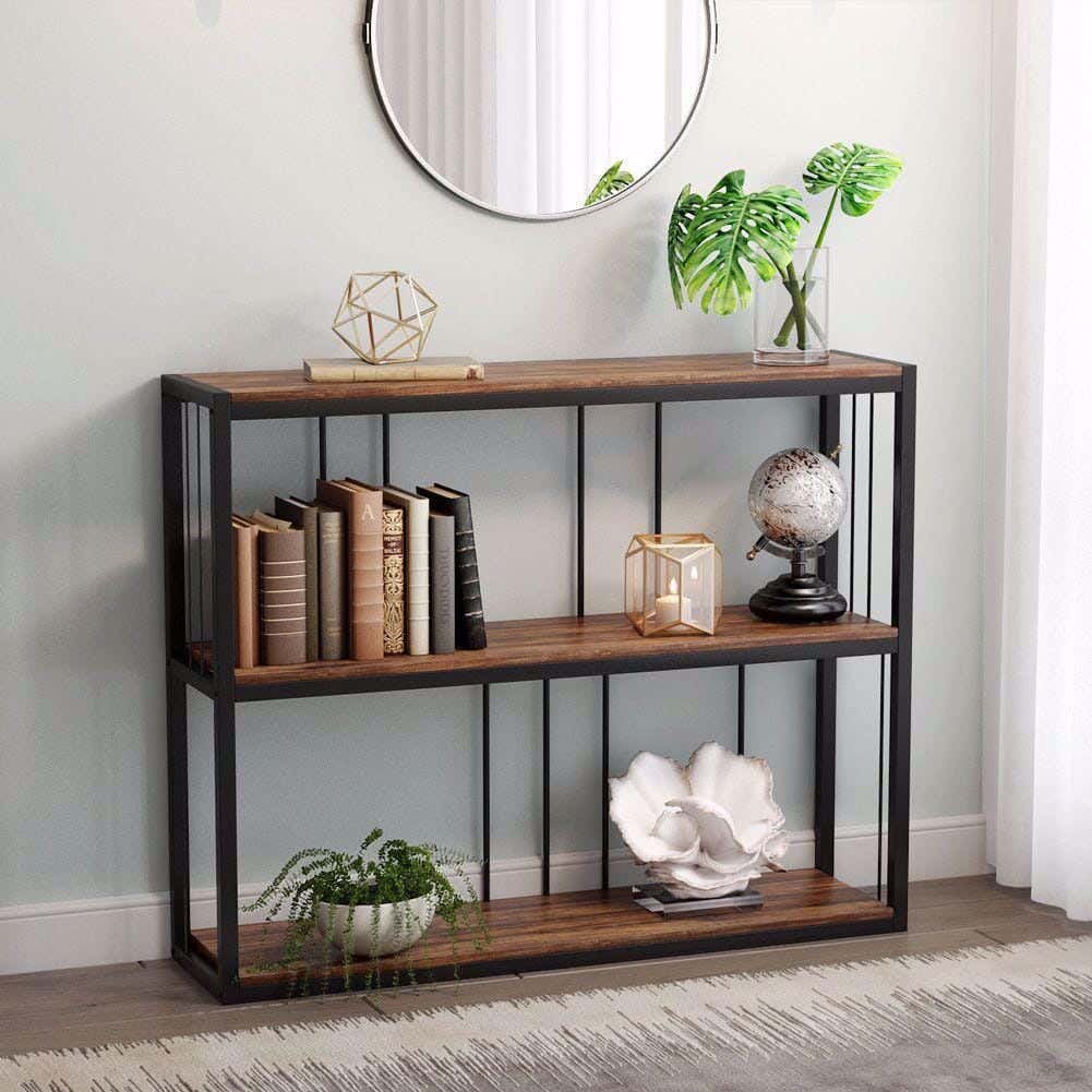 Metal Console Table, Electrostatic Paint, 120 × 40 × 90 cm - Black Brown