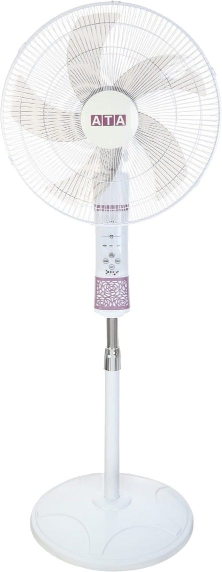ATA Stand Fan A-C61RP5 With Remote Control, 18 Inch, 5 Blades, 3 Speeds - White Purple