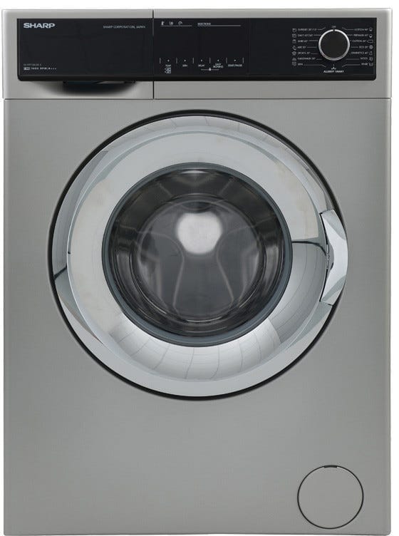 Sharp ES-FP710CXE-S Washing Machine, Fully Automatic, 7 KG, 1000 Spins - Silver
