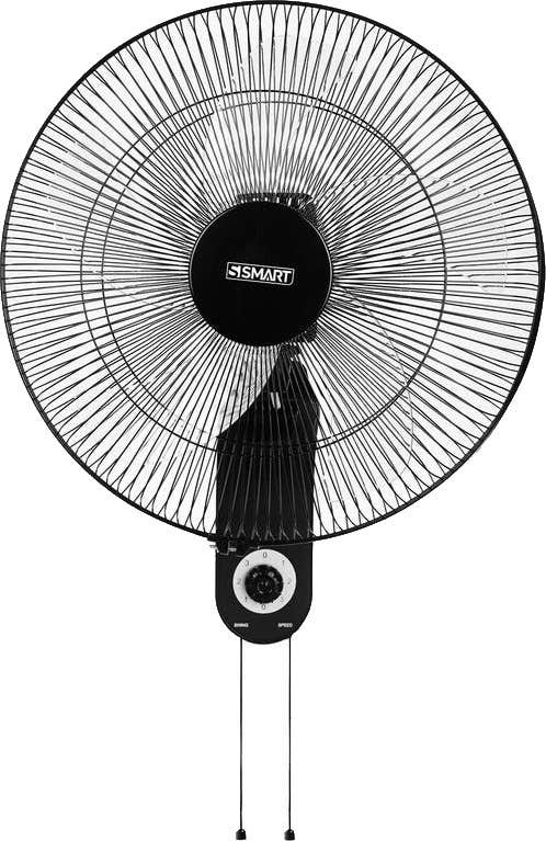 S Smart SWF182 Wall Fan, 18 inch, 5 feather, 3 speeds - Black