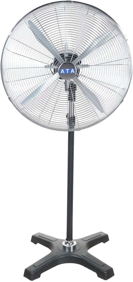 ATA FL-650 Stand Fan, 26 Inch, 4 Blades, 4 Speeds - Silver Black