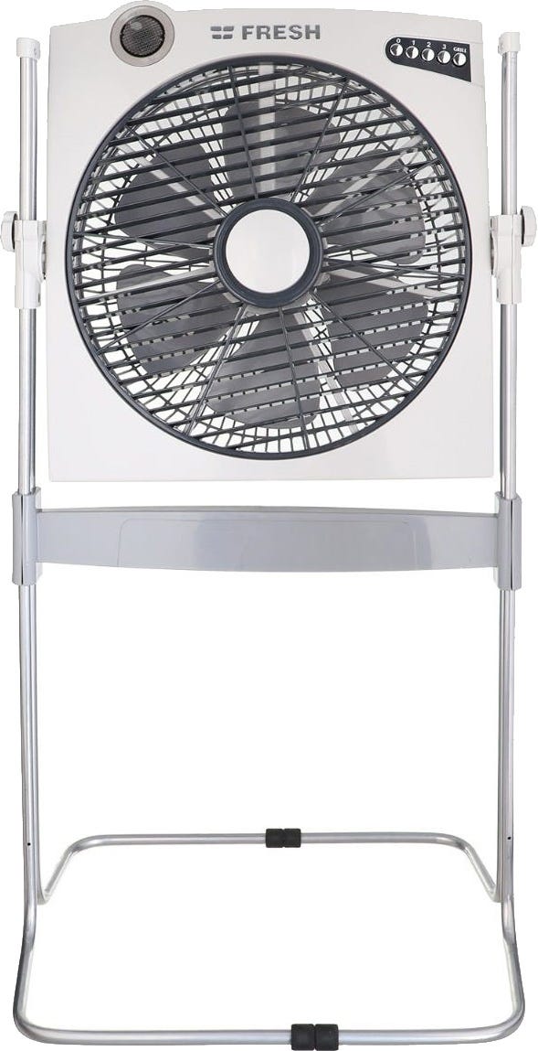 Fresh Stand Box Fan, 14 Inch, 3 Speeds - White Grey