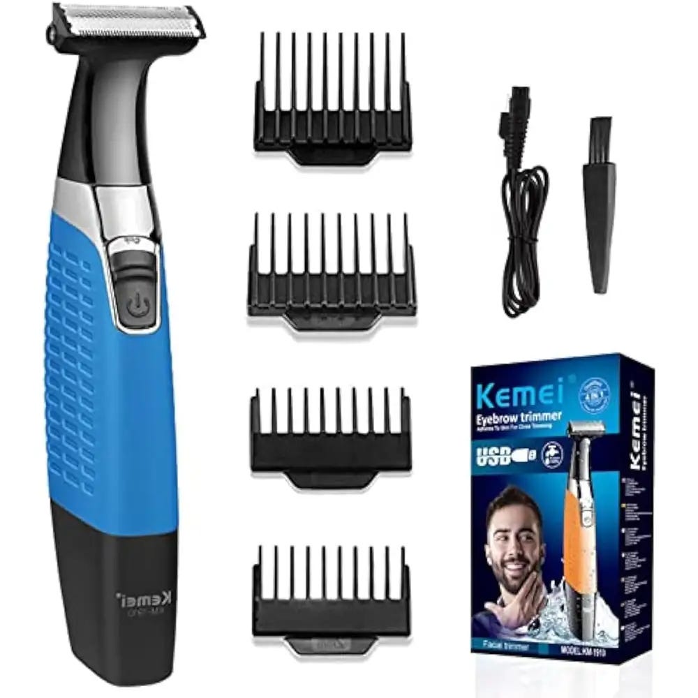 Kemei KM-1910 Beard Trimmer, 3 Watt - Blue Black
