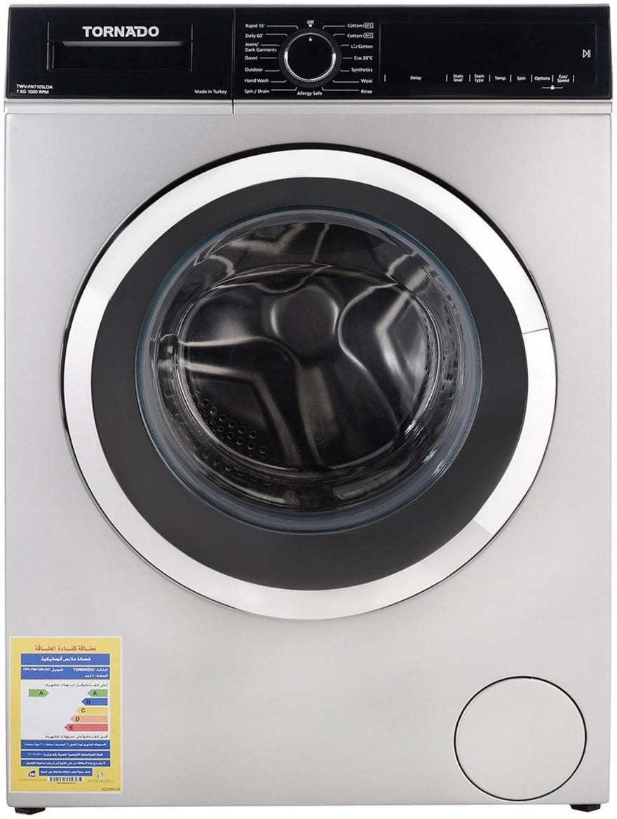 Tornado TWV-FN710SLOA Fully Automatic Washing Machine, 7 Kg - Silver