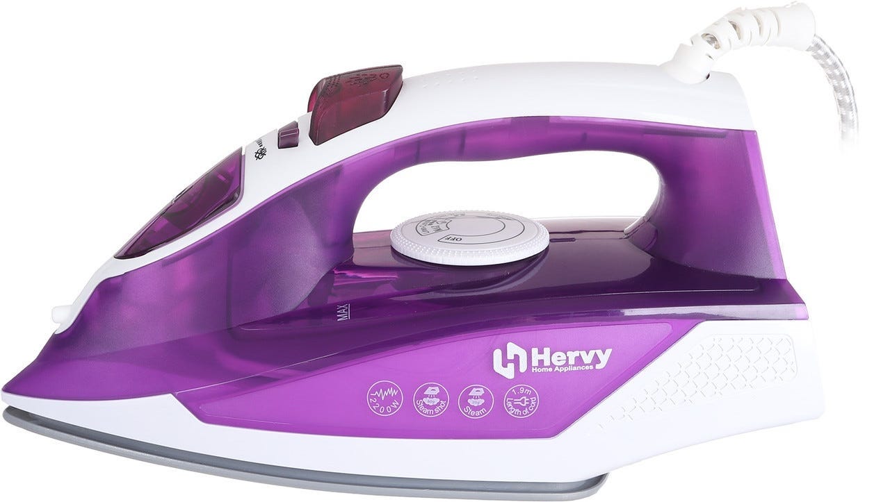 Get Hervy Verdy Ceramic Steam Iron, 2200 Watt - Mauve with best offers ...