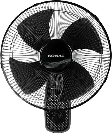 Sonai MAR – 1611 Wall Fan, 60 watt, 3 Speed, 16 Inch - Black