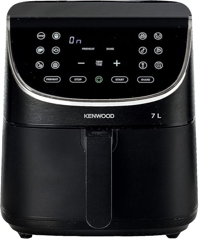 Kenwood HFP80.000BK Air Fryer, 1800 Watt, 7 Liter - Black